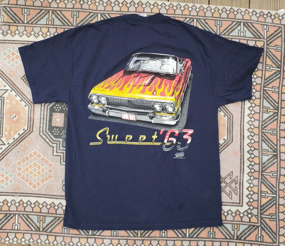 Y2K Sweet 63 Car Pro Ad Sports 2004 Graphic Black Shirt L